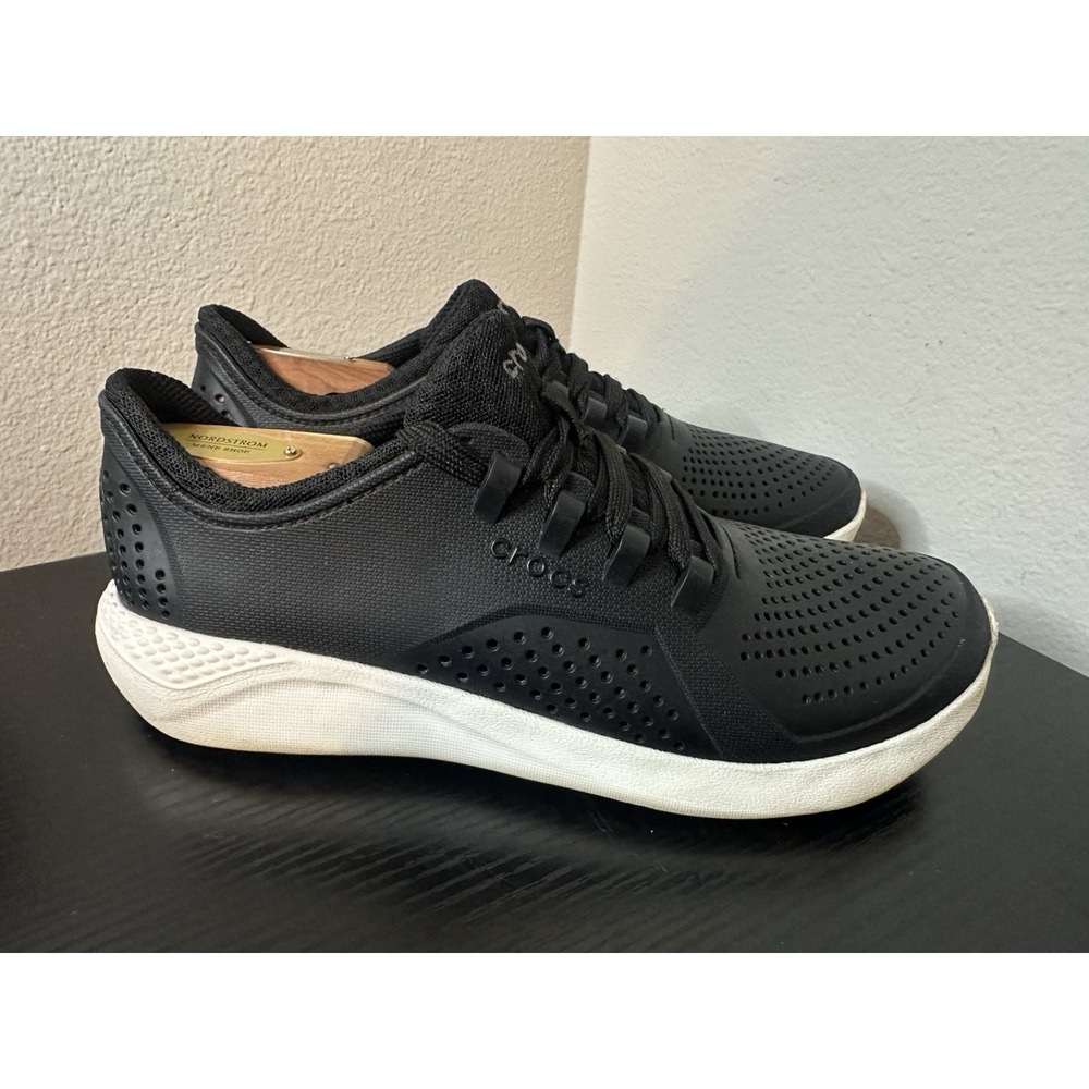 Crocs LiteRide Pacer Womens Black Sneaker Shoe Lace Up Women's Size 9‎ 205234